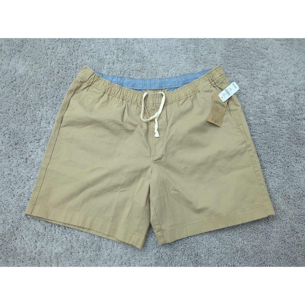LL Bean Shorts Mens XXL Lakewashed Khaki Inseam: 8" Pull-On Standard Fit NEW